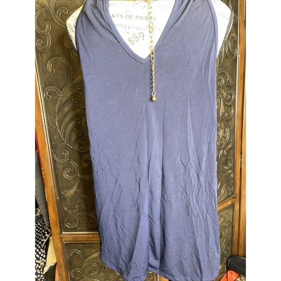 City Halo Navy Blue tank Top With Chain Strap Women's Size L - Picture 4 of 7